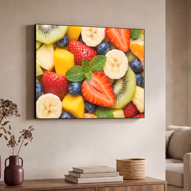Fruit - Plakjes - Eten - Kleurrijk Textielframe zwart klein -sfeer3