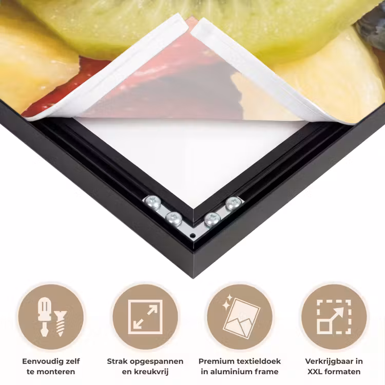 Fruit - Plakjes - Eten - Kleurrijk Textielframe zwart klein -USP_feed_closeupNL