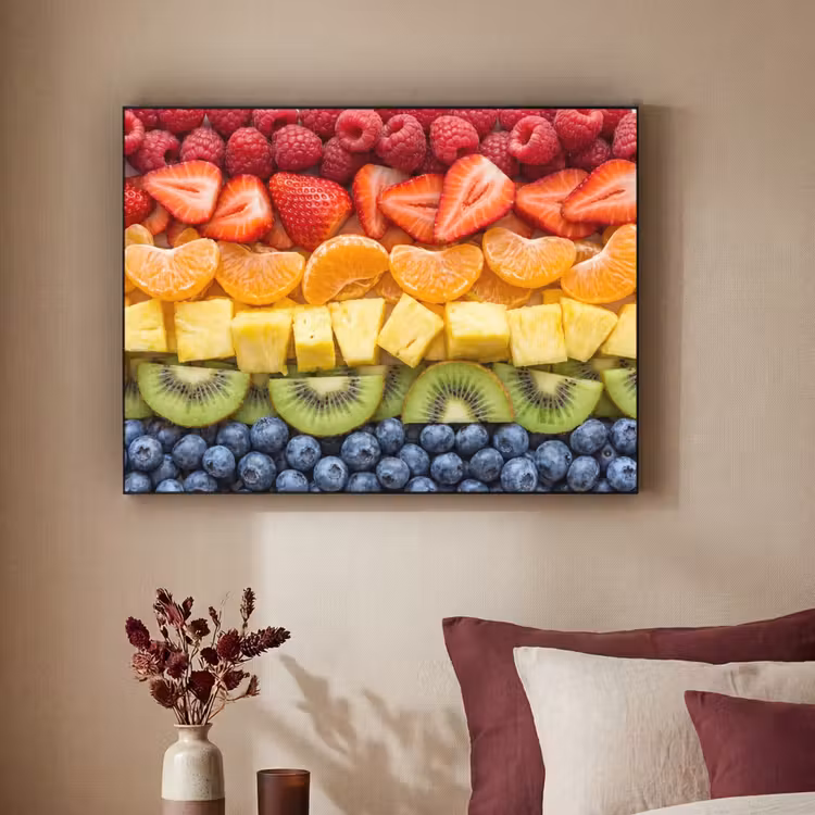 Fruit - Regenboog - Gezond - Kleurrijk Textielframe zwart klein -sfeer1