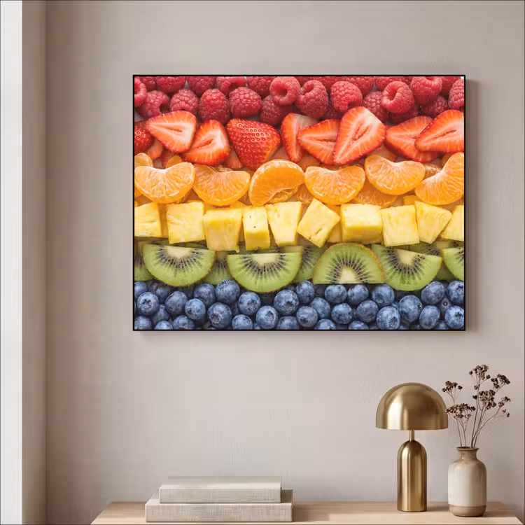 Fruit - Regenboog - Gezond - Kleurrijk Textielframe zwart klein -sfeer2