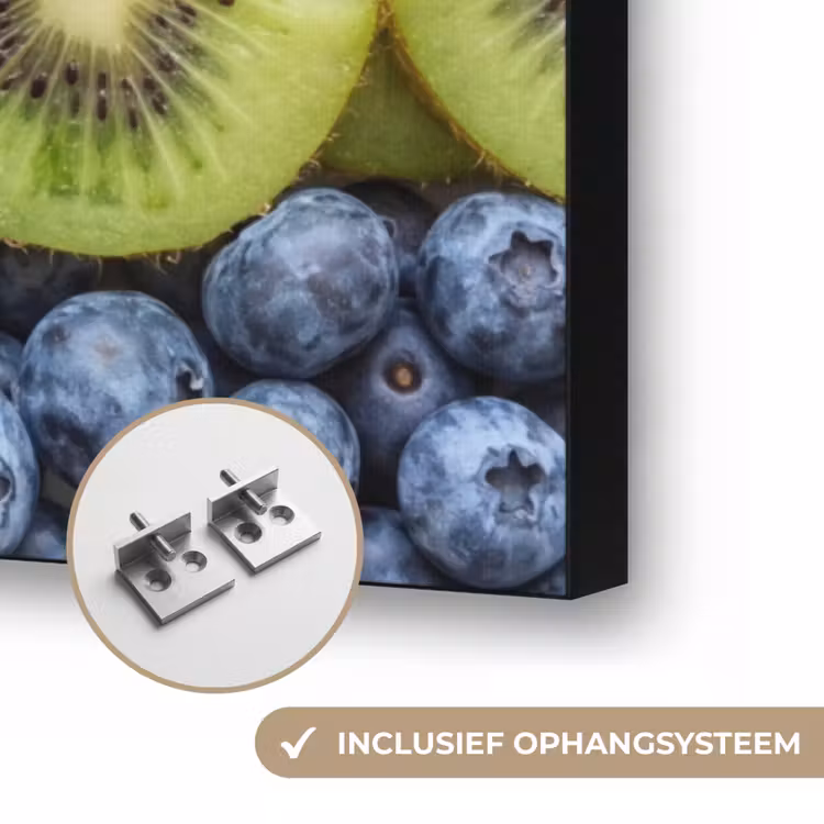 Fruit - Regenboog - Gezond - Kleurrijk Textielframe zwart klein -USP_ophangsysteemNL