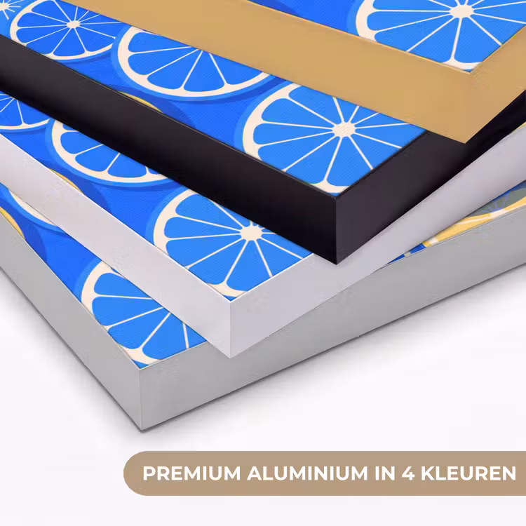 Fruit - Schijven - Patroon - Modern - Blauw - Geel Textielframe zwart klein -USP_kleurenNL