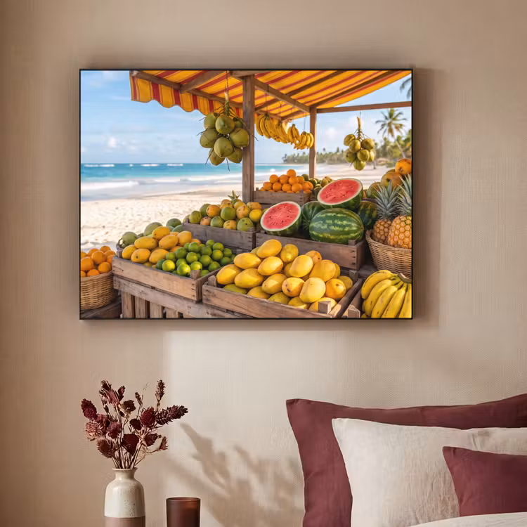Art frame - Fruit - Strand - Tropisch - Fruit - Strand - Tropisch Textielframe zwart klein