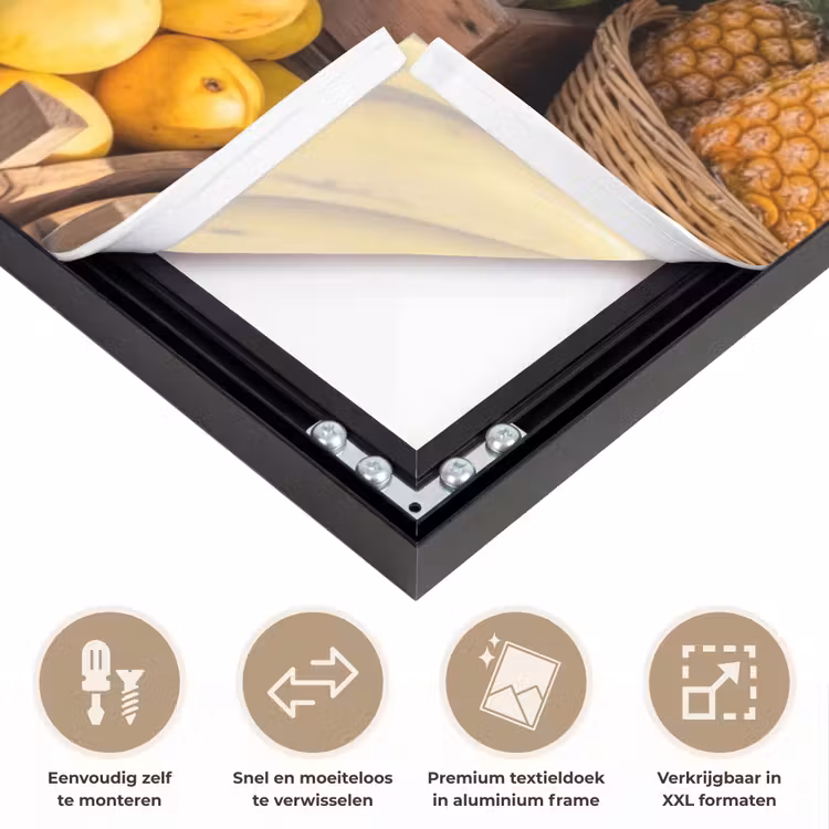 Art frame - Fruit - Strand - Tropisch - Fruit - Strand - Tropisch Textielframe zwart klein