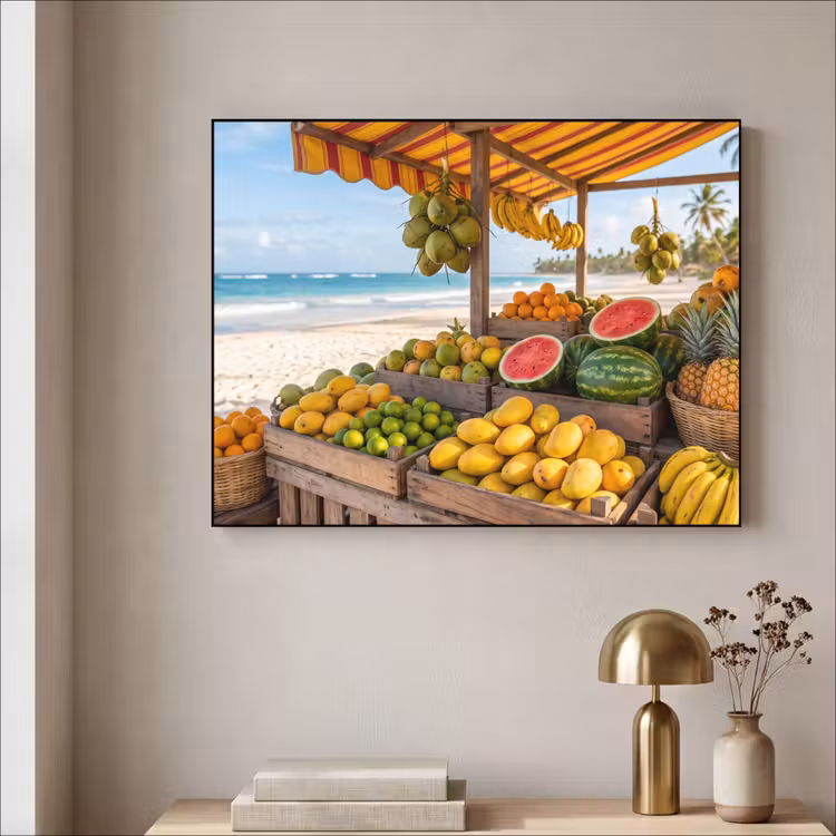 Art frame - Fruit - Strand - Tropisch - Fruit - Strand - Tropisch Textielframe zwart klein