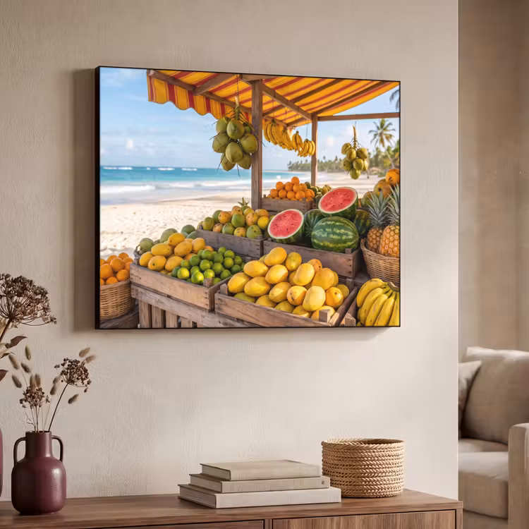 Art frame - Fruit - Strand - Tropisch - Fruit - Strand - Tropisch Textielframe zwart klein