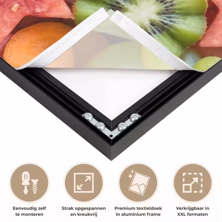 Fruit - Variatie - Kleurrijk - Vers - Eten Textielframe zwart klein -USP_feed_closeupNL