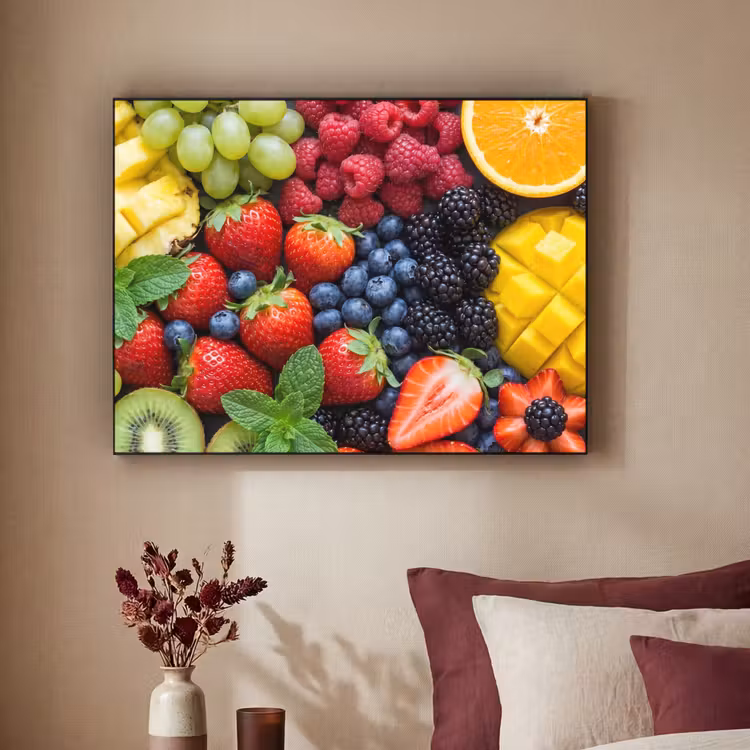 Fruit - Vers - Kleurrijk - Eten Textielframe zwart klein -sfeer1
