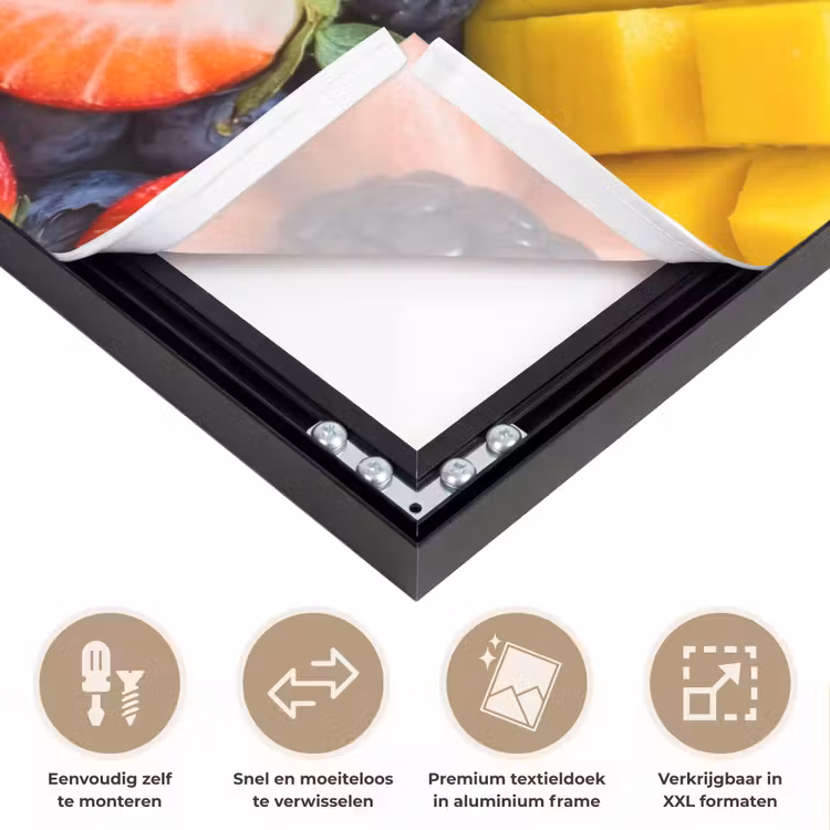 Fruit - Vers - Kleurrijk - Eten Textielframe zwart klein -USP_closeupNL