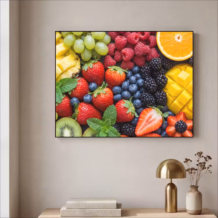 Fruit - Vers - Kleurrijk - Eten Textielframe zwart klein -sfeer2