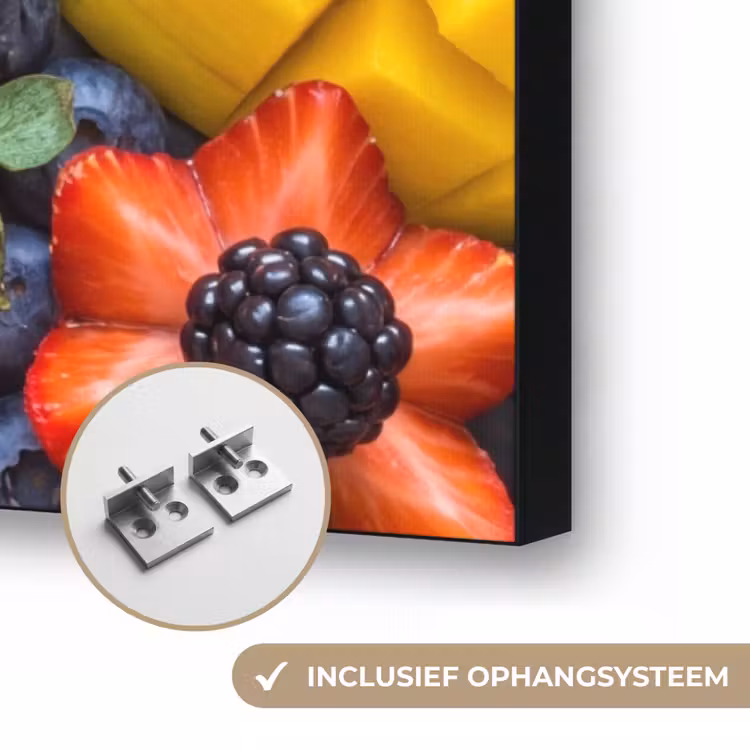 Fruit - Vers - Kleurrijk - Eten Textielframe zwart klein -USP_ophangsysteemNL