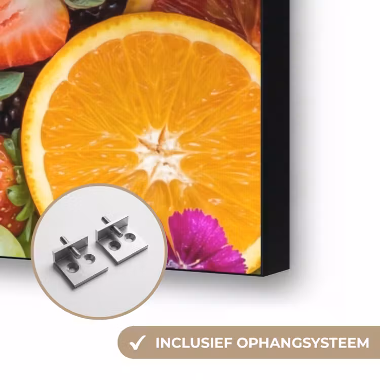 Fruit - Vers - Variatie - Eten - Kleurrijk Textielframe zwart klein -USP_ophangsysteemNL