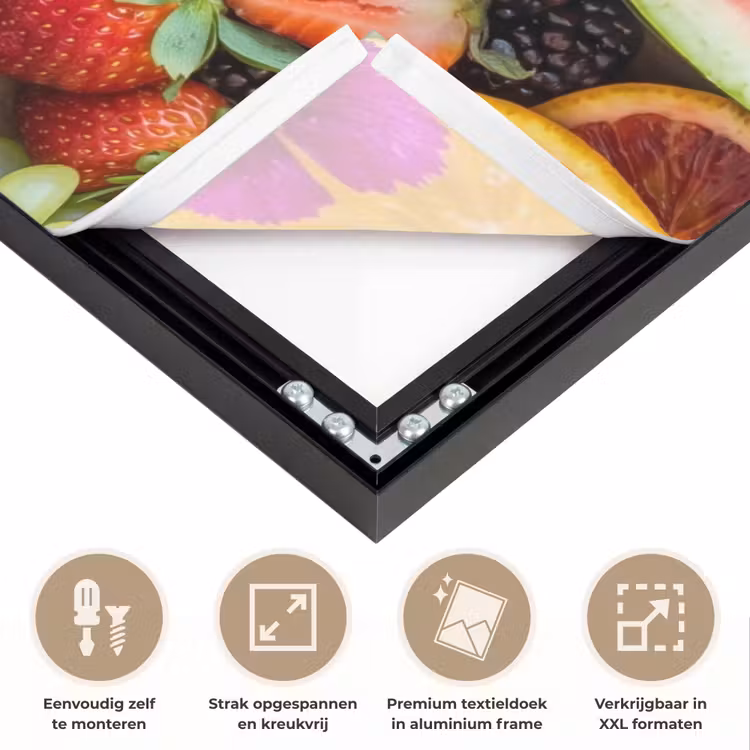 Fruit - Vers - Variatie - Eten - Kleurrijk Textielframe zwart klein -USP_feed_closeupNL