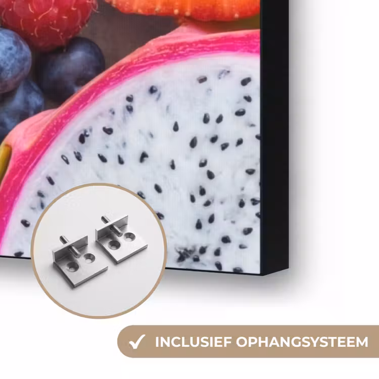 Fruit - Versneden - Kleurrijk - Eten - Gezond Textielframe zwart klein -USP_ophangsysteemNL