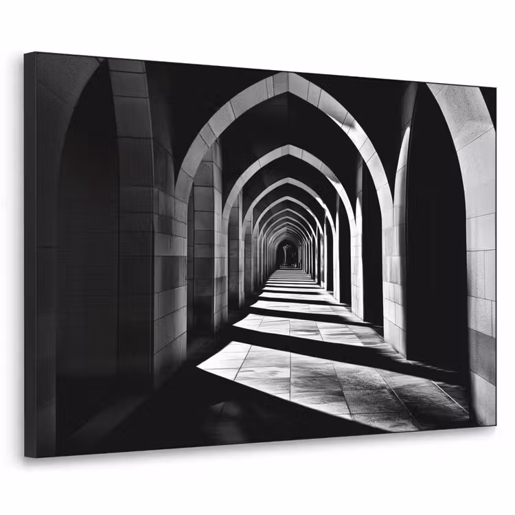 Gang - Bogen - Schaduw - Diepte Textielframe zwart klein -3d