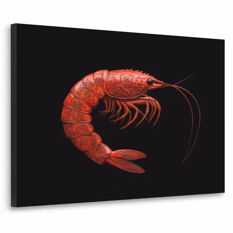 Garnaal - Rood - Dieren Textielframe zwart klein -3d