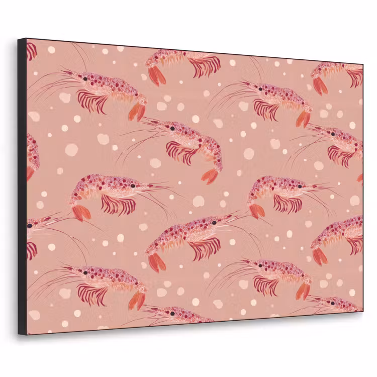 Garnalen - Stippen - Roze Textielframe zwart klein 947 -3d