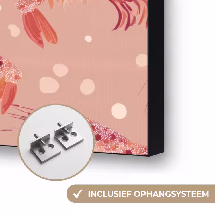 Garnalen - Stippen - Roze Textielframe zwart klein 947 -USP_ophangsysteemNL