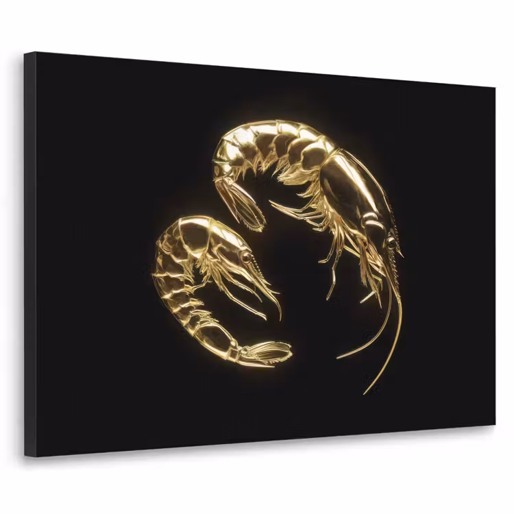 Garnalen - Zwart - Goud - Dieren Textielframe - compleet frame klein -3d