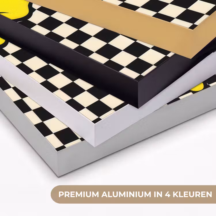 Geblokt - Grafisch - Vloeistof - Geel Textielframe zwart klein -USP_kleurenNL