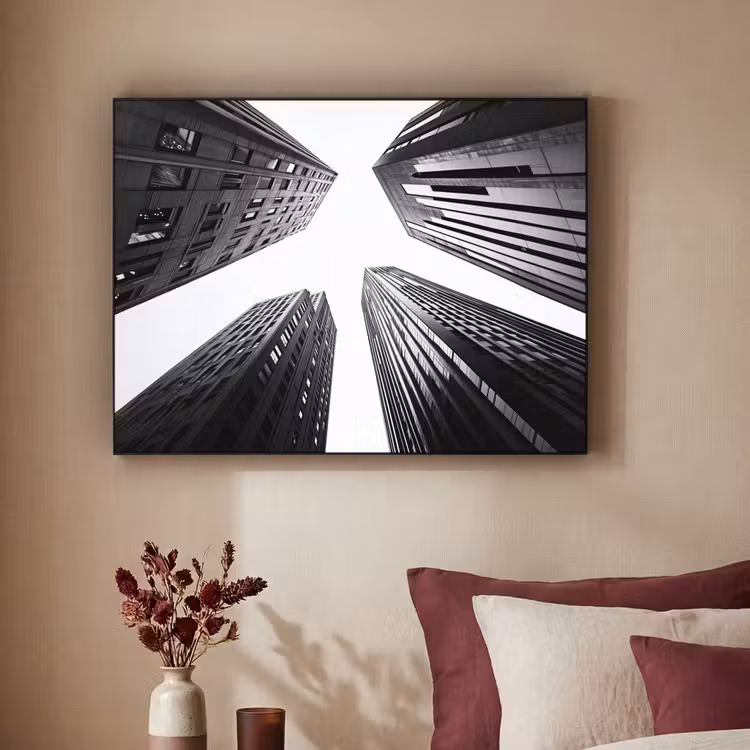 Gebouwen - Lucht - Zwart Textielframe zwart klein -sfeer1
