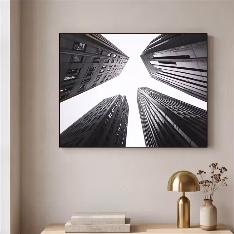 Gebouwen - Lucht - Zwart Textielframe - compleet frame klein -sfeer2