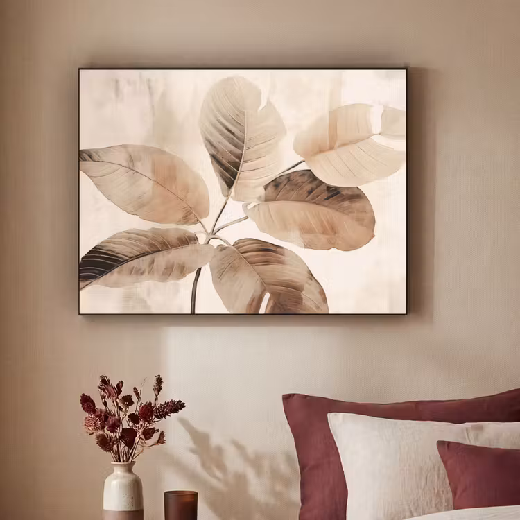 Gedroogde plant - Natuur - Bruin - Planten Textielframe zwart klein -sfeer1