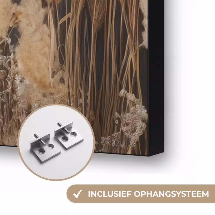 Gedroogde Veldbloemen - Grijs - Beton Textielframe zwart klein -USP_ophangsysteemNL