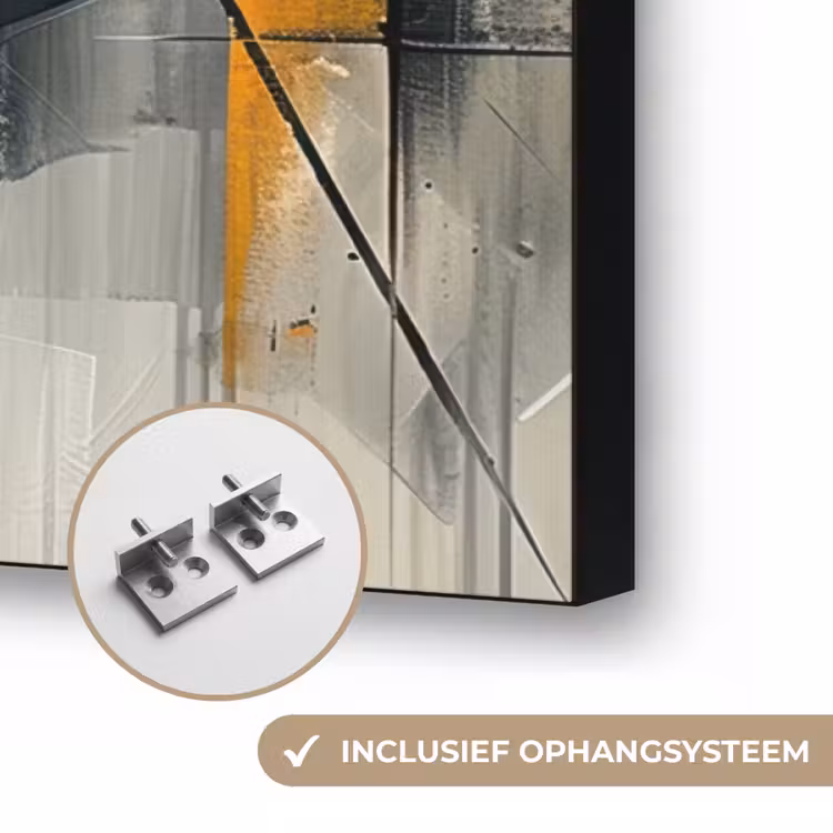 Geel - Abstract - Modern - Vormen Textielframe zwart klein -USP_ophangsysteemNL