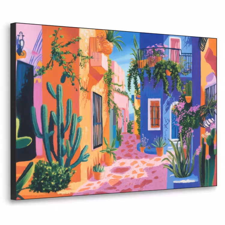 Geel - Blauw - Oranje - Huis Textielframe - compleet frame klein -3d