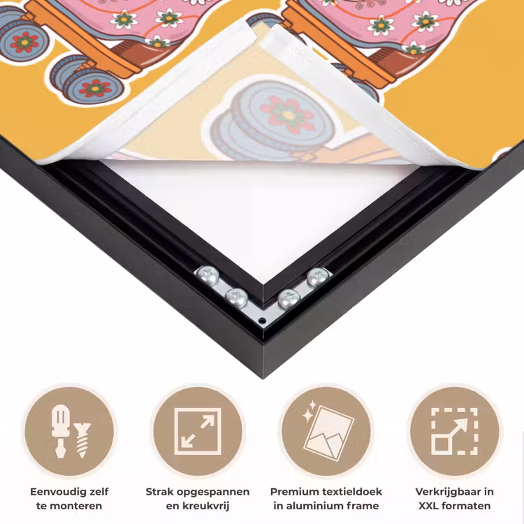 Geel - Rolschaatsen - Patroon Textielframe zwart klein 947 -USP_feed_closeupNL