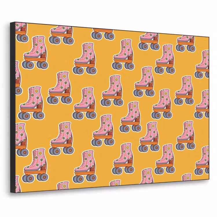 Geel - Rolschaatsen - Patroon Textielframe zwart klein 947 -3d