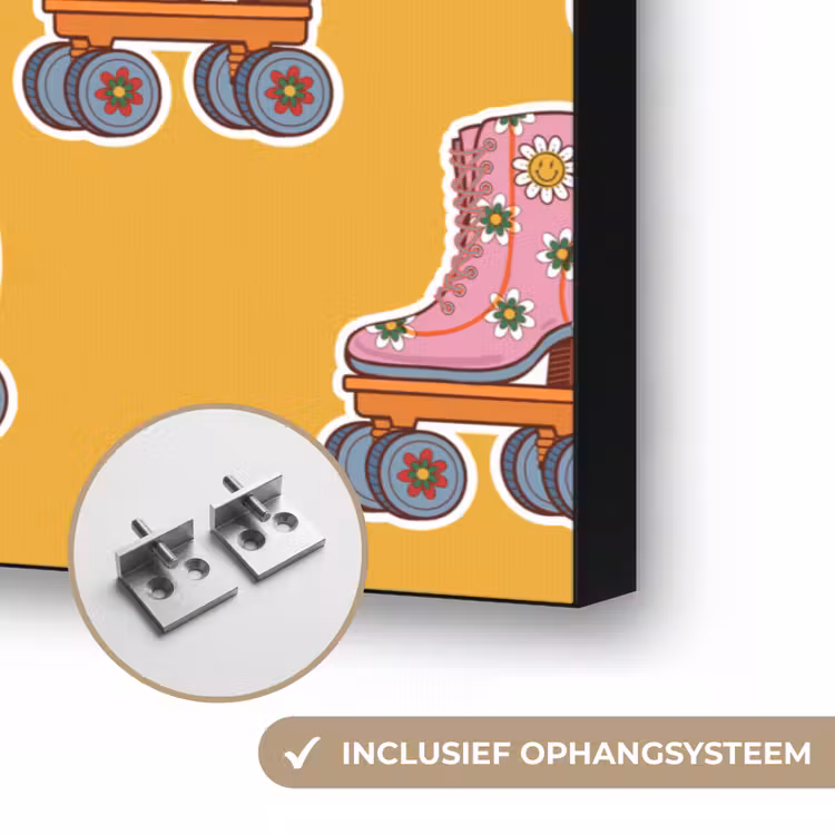 Geel - Rolschaatsen - Patroon Textielframe zwart klein 947 -USP_ophangsysteemNL