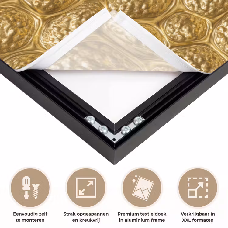 Gehamerd - Mozaïek - Antiek - Goud Textielframe zwart klein 947 -USP_feed_closeupNL