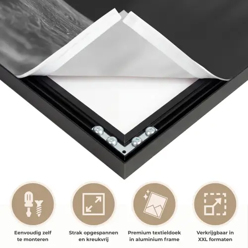 Geit - Bord - Spaghetti - Zwart Wit Textielframe zwart klein -USP_feed_closeupNL