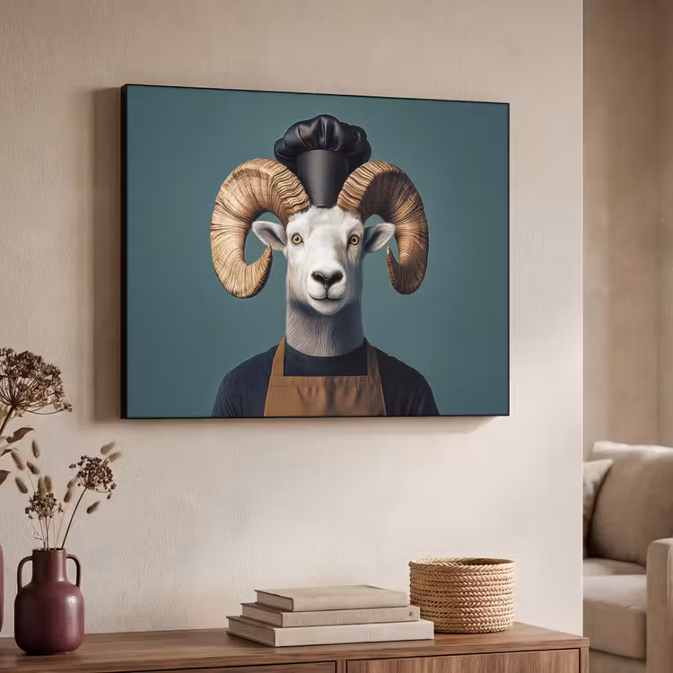 Geit - Hoorns - Kokskleding Textielframe - compleet frame klein -sfeer3