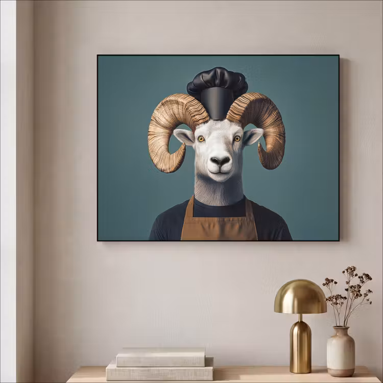 Geit - Hoorns - Kokskleding Textielframe - compleet frame klein -sfeer2