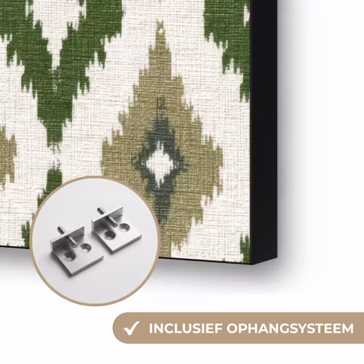 Geografisch - Ruitmotief - Groen Textielframe zwart klein 947 -USP_ophangsysteemNL