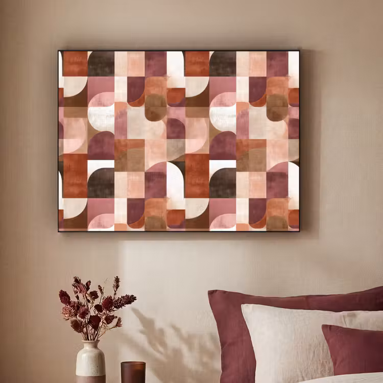 Geometrie - Modern - Retro Textielframe zwart klein 947 -sfeer1