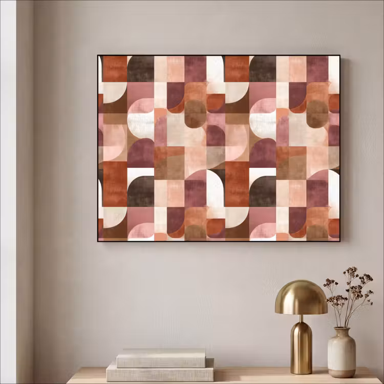 Geometrie - Modern - Retro Textielframe zwart klein 947 -sfeer2