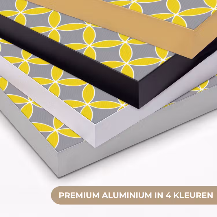 Geometrisch - Cirkels - Modern - Grijs - Geel Textielframe zwart klein 947 -USP_kleurenNL