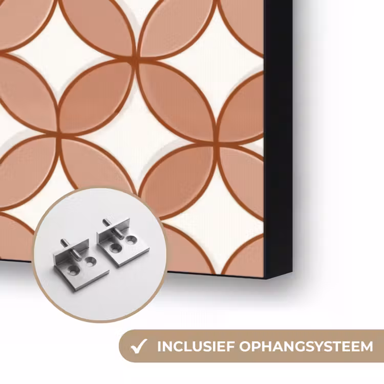 Geometrisch - Cirkels - Modern - Terracotta Textielframe zwart klein 947 -USP_ophangsysteemNL