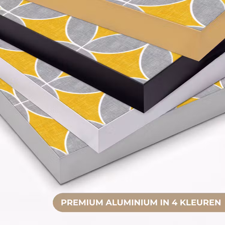 Geometrisch - Cirkels - Textuur - Grijs - Geel Textielframe zwart klein 947 -USP_kleurenNL