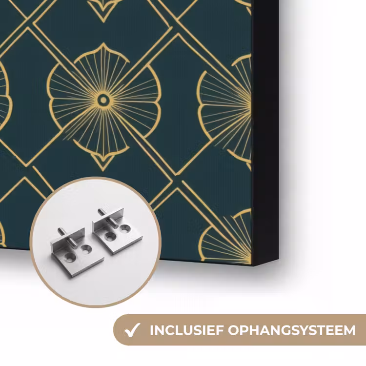 Geometrisch - Elegant - Groen Textielframe zwart klein 947 -USP_ophangsysteemNL