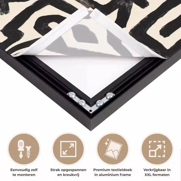 Geometrisch - Figuren - Zwart Textielframe zwart klein 947 -USP_feed_closeupNL