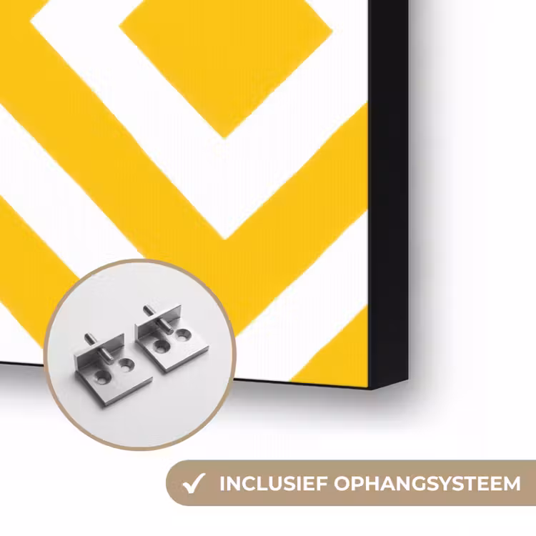 Geometrisch - Lijnen - Modern - Geel - Wit Textielframe zwart klein 947 -USP_ophangsysteemNL