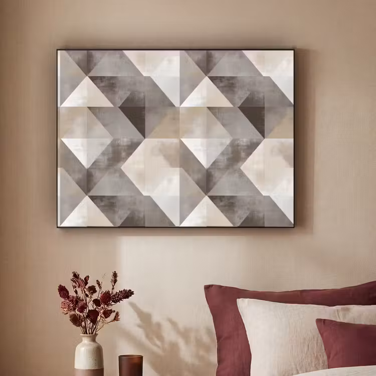 Geometrisch - Motief - Aardetinten Textielframe zwart klein 947 -sfeer1