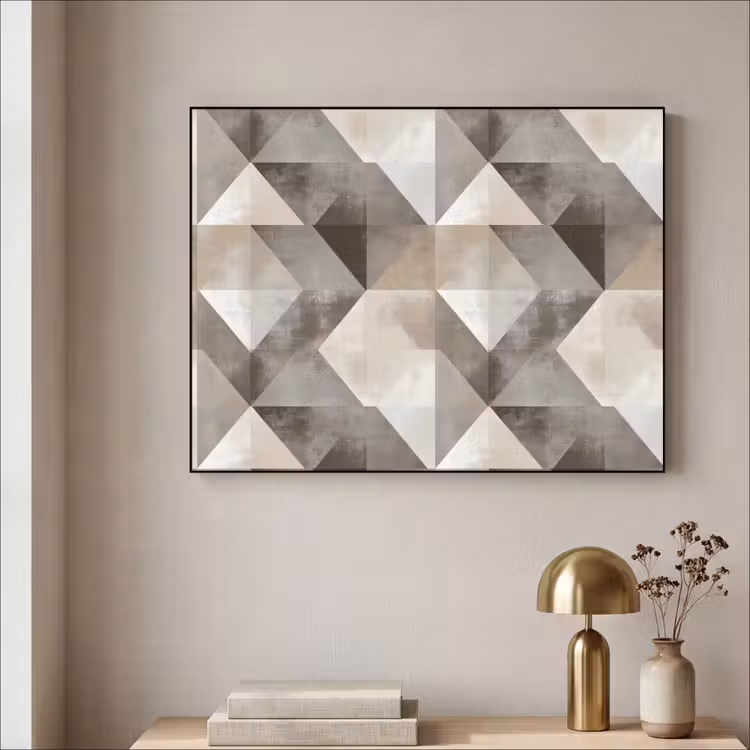 Geometrisch - Motief - Aardetinten Textielframe zwart klein 947 -sfeer2