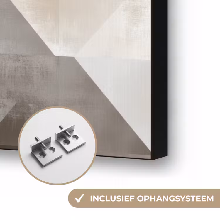 Geometrisch - Motief - Aardetinten Textielframe zwart klein 947 -USP_ophangsysteemNL