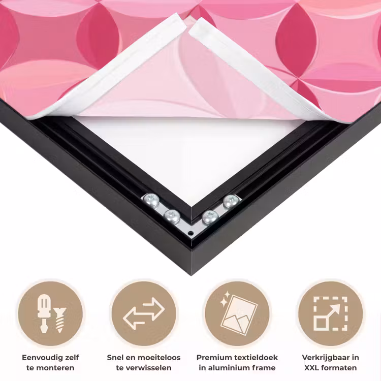 Geometrisch - Mozaïek - Modern - Roze Textielframe zwart klein 947 -USP_closeupNL
